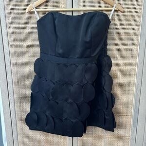 Phoebe Couture Black Strapless Dress with Textured Detail